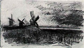 蒙马特的风车 Windmills at Montmartre (1886; Paris,France                     )，文森特·梵高