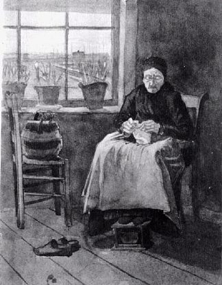 窗边的女人，织毛衣 Woman at the Window, Knitting (1882; Haag / Den Haag / La Haye / The Hague,Netherlands                     )，文森特·梵高