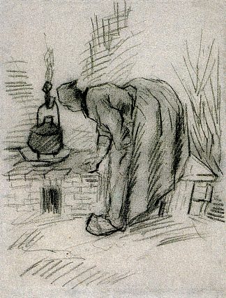 炉边的女人 Woman by a Hearth (1885; Nunen / Nuenen,Netherlands                     )，文森特·梵高