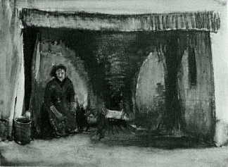 壁炉旁的女人 Woman by the Fireplace (1885; Nunen / Nuenen,Netherlands                     )，文森特·梵高