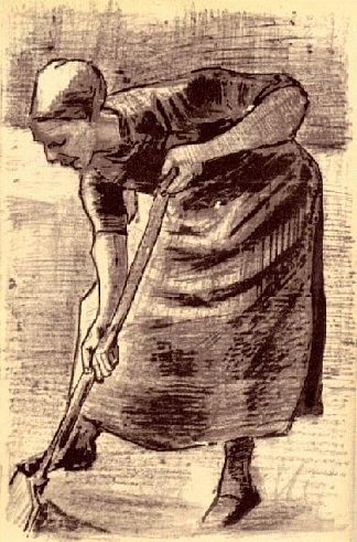 女人挖 Woman Digging (1883; Haag / Den Haag / La Haye / The Hague,Netherlands                     )，文森特·梵高