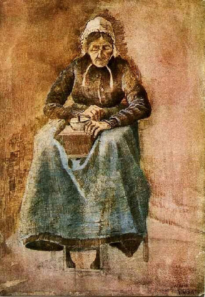 磨咖啡的女人 Woman Grinding Coffee (1881; Netherlands  )，文森特·梵高