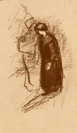 女人在深色连衣裙， 走路 Woman in Dark Dress, Walking (1886; Nunen / Nuenen,Netherlands                     )，文森特·梵高