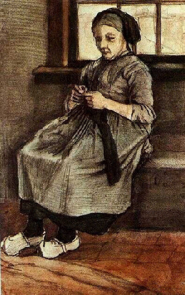 补袜子的女人 Woman Mending Stockings (1881; Netherlands  )，文森特·梵高