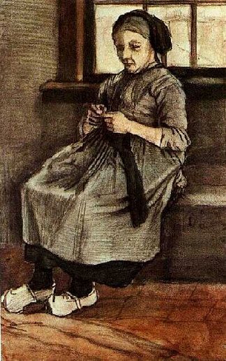 补袜子的女人 Woman Mending Stockings (1881; Netherlands                     )，文森特·梵高