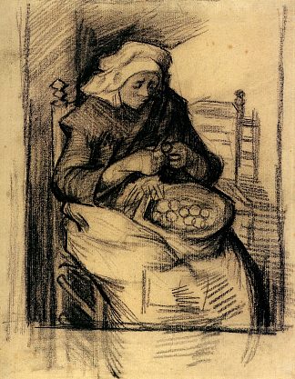 削土豆的女人 Woman Peeling Potatoes (1885; Nunen / Nuenen,Netherlands                     )，文森特·梵高