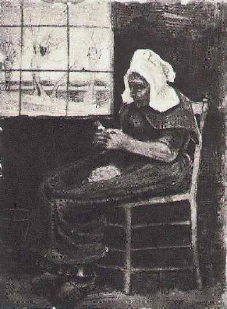 在窗边削土豆的女人 Woman Peeling Potatoes near a Window (1881; Netherlands  )，文森特·梵高