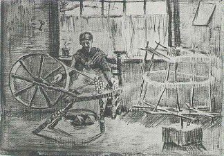 妇女捻纱 Woman Reeling Yarn (1884; Nunen / Nuenen,Netherlands                     )，文森特·梵高