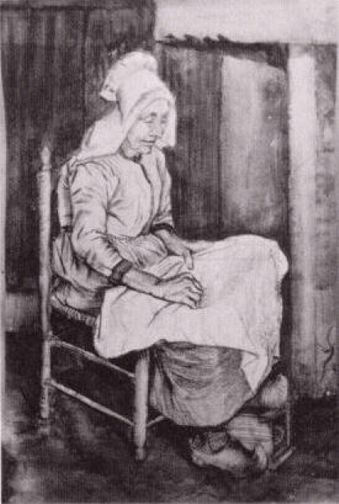 女人缝纫 Woman Sewing (1881; Netherlands  )，文森特·梵高