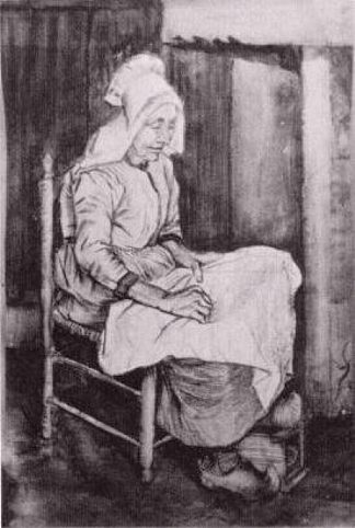 女人缝纫 Woman Sewing (1881; Netherlands                     )，文森特·梵高