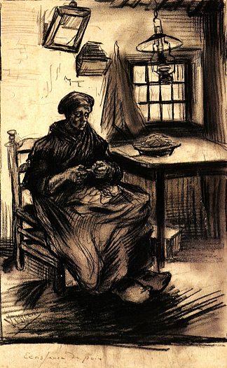 剥豌豆的女人 Woman Shelling Peas (1885; Nunen / Nuenen,Netherlands                     )，文森特·梵高