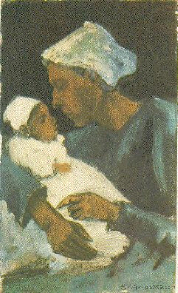 腿上抱着婴儿的女人，半身像 Woman Sien with Baby on her Lap, Half-Figure (1882; Haag / Den Haag / La Haye / The Hague,Netherlands  )，文森特·梵高