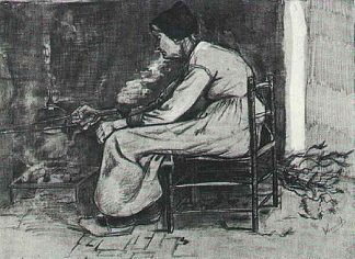 坐在炉边的女人 Woman Sitting at the Fireside (1881; Netherlands                     )，文森特·梵高