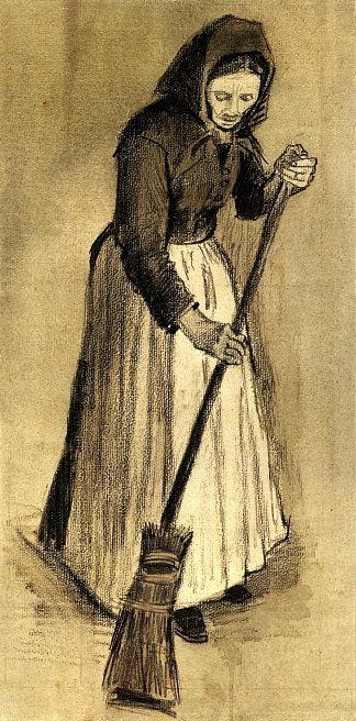 拿扫帚的女人 Woman with a Broom (1882; Haag / Den Haag / La Haye / The Hague,Netherlands                     )，文森特·梵高