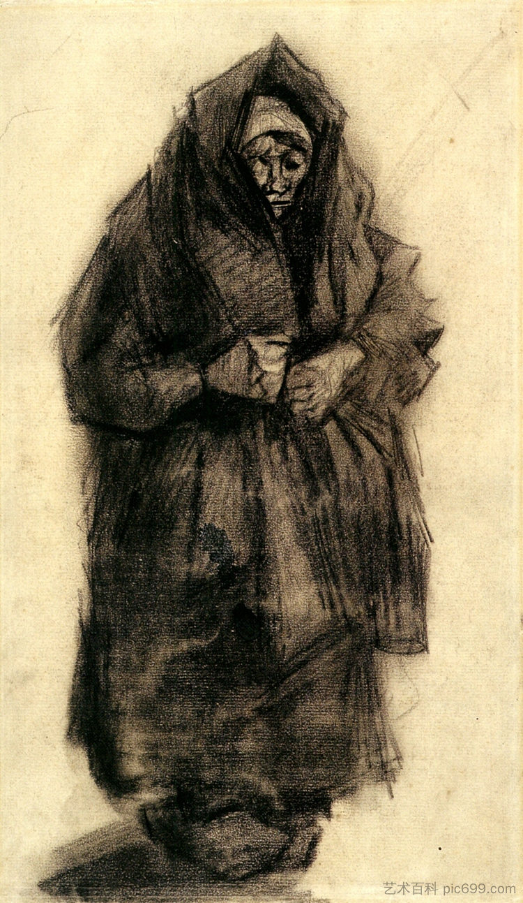 戴丧服披肩的女人 Woman with a Mourning Shawl (1885; Nunen / Nuenen,Netherlands  )，文森特·梵高