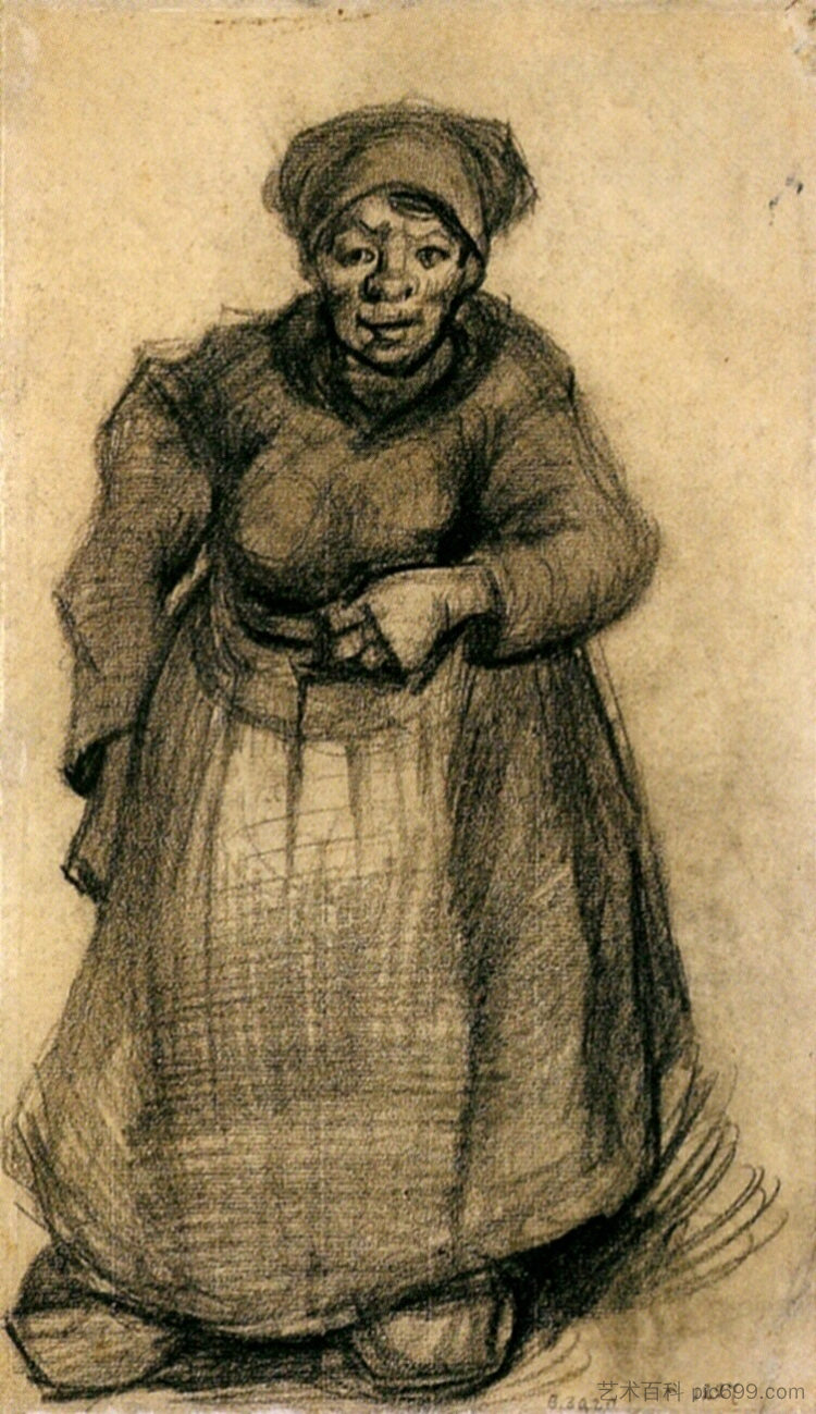 举着左臂的女人 Woman with Her Left Arm Raised (1885; Nunen / Nuenen,Netherlands  )，文森特·梵高