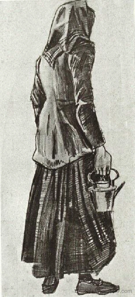 拿水壶的女人，从背后看 Woman with Kettle, Seen from the Back (1882; Haag / Den Haag / La Haye / The Hague,Netherlands  )，文森特·梵高