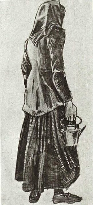 拿水壶的女人，从背后看 Woman with Kettle, Seen from the Back (1882; Haag / Den Haag / La Haye / The Hague,Netherlands                     )，文森特·梵高