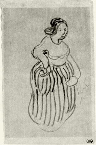 带条纹裙子的女人 Woman with Striped Skirt (1890; Auvers-sur-oise,France                     )，文森特·梵高