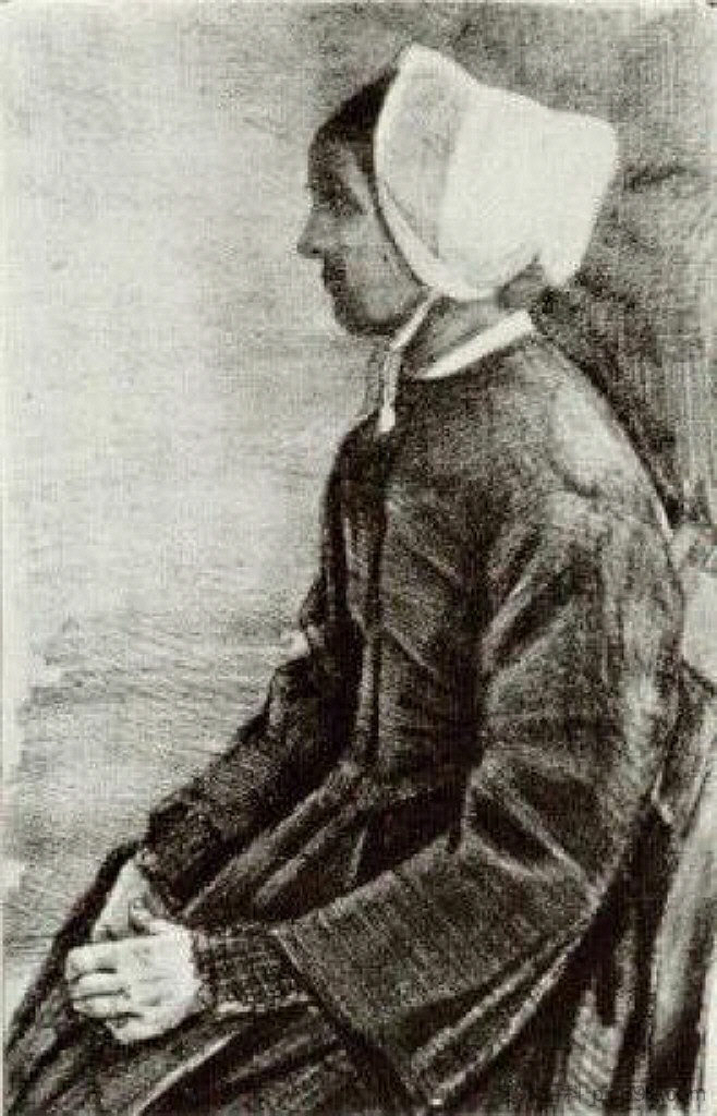 戴白帽子的女人,西恩的母亲 Woman with White Bonnet, Sien's Mother (1883; Haag / Den Haag / La Haye / The Hague,Netherlands ),文森特·梵高
