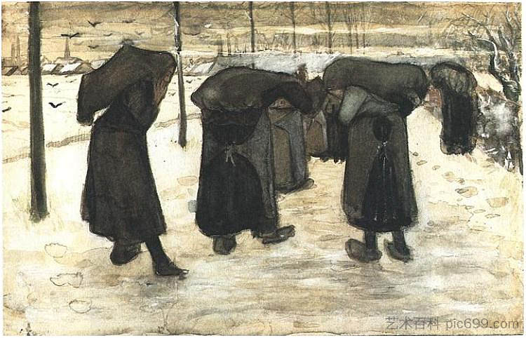 女性矿工 Women Miners (1882; Haag / Den Haag / La Haye / The Hague,Netherlands  )，文森特·梵高