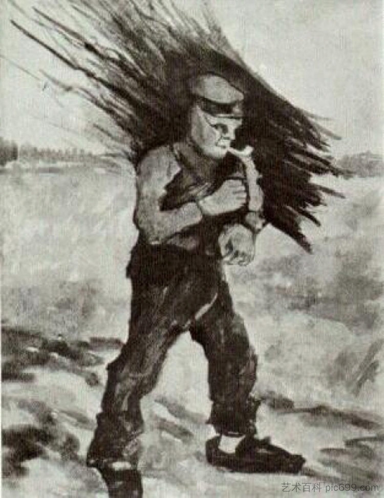 木材采集者，图形研究 Wood Gatherer, Figure Study (1884; Nunen / Nuenen,Netherlands  )，文森特·梵高