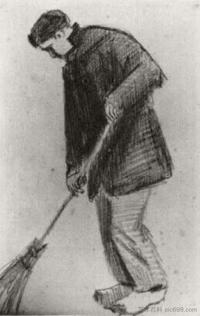 拿着扫帚的年轻人 Young Man with a Broom (1882; Haag / Den Haag / La Haye / The Hague,Netherlands  )，文森特·梵高