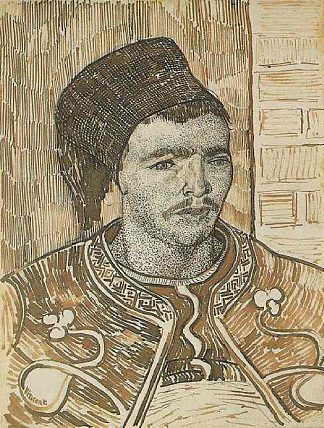 祖阿夫，半身影 Zouave, Half-Figure (1888; Arles,Bouches-du-Rhône,France                     )，文森特·梵高