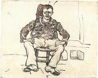 祖阿夫坐着，整个人物 Zouave Sitting, Whole Figure (1888; Arles,Bouches-du-Rhône,France                     )，文森特·梵高