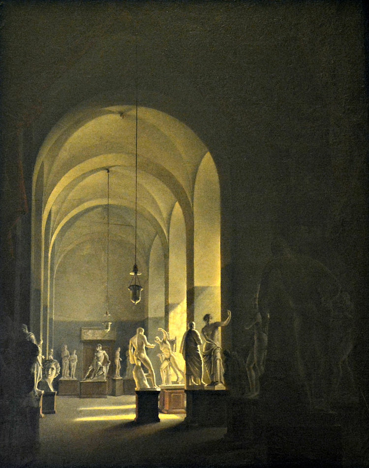 皇家美术学院石膏厅内部景观 View of the interior of the Plaster Hall of the Royal Institute of Fine Arts (1826; Naples,Italy  )，文森佐·阿巴蒂