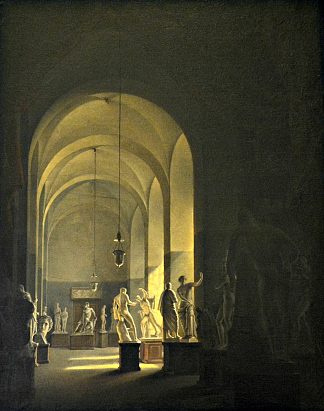 皇家美术学院石膏厅内部景观 View of the interior of the Plaster Hall of the Royal Institute of Fine Arts (1826; Naples,Italy                     )，文森佐·阿巴蒂