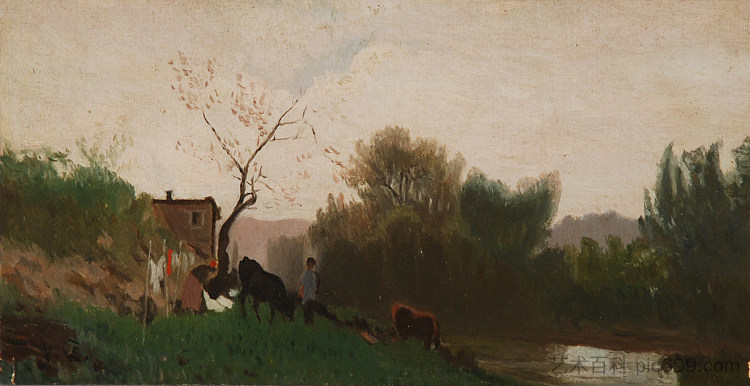 罗韦扎诺阿尔诺河上的牧场 Pasture on the Arno in Rovezzano，文森佐·卡比安卡