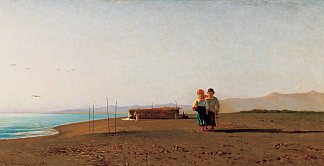 维亚雷焦海滩 Beach in Viareggio (1865)，文森佐·卡比安卡