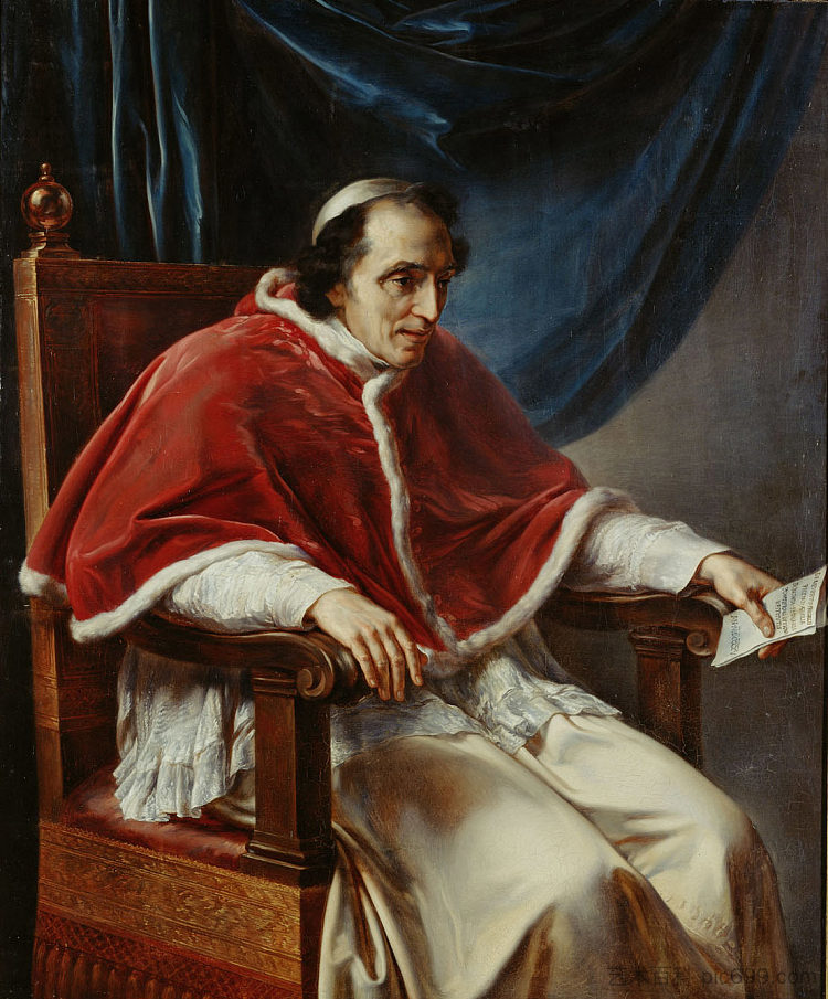 教皇庇护七世的肖像（巴纳巴·基亚拉蒙蒂） Portrait of Pope Pius VII (Barnaba Chiaramonti) (1815; Italy  )，文森佐·卡穆奇尼