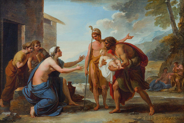 巴黎与牧羊人（巴黎被阿格劳斯拯救） Paris with the shepherds (Paris saved by Agelaus) (1796 - 1803)，文森佐·卡穆奇尼