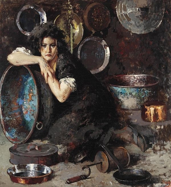 美食之女 Donna Di Cucina (c.1910)，文森佐·伊罗利