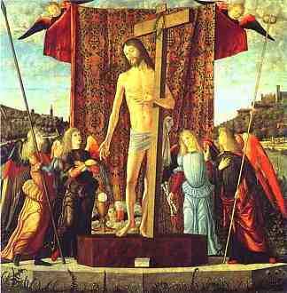 基督与受难的象征被天使包围 Christ with the Symbols of the Passion Surrounded by Angels (1496; Italy                     )，维托雷·卡尔帕乔