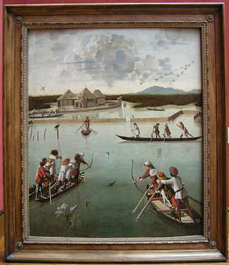 在泻湖上狩猎 Hunting on the Lagoon (c.1490; Italy                     )，维托雷·卡尔帕乔