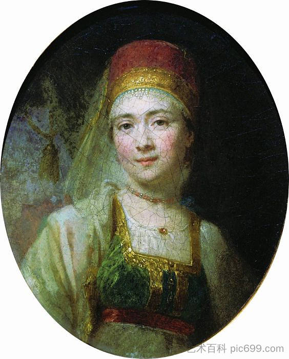 克里斯蒂娜,来自托尔若克的农妇 Christina, the Peasant Woman from Torzhok (c.1795),弗拉基米尔博罗维科夫斯基