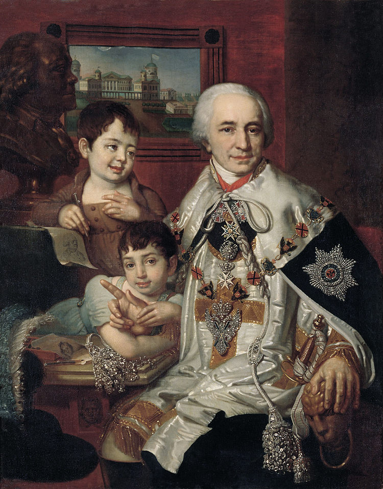 G.G.库舍列夫伯爵的肖像 Portrait of Count G.G. Kushelev (1801)，弗拉基米尔博罗维科夫斯基