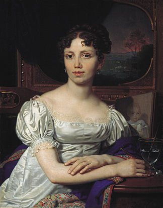 叶卡捷琳娜·弗拉基米罗夫娜·罗赞科的肖像 Portrait of Ekaterina Vladimirovna Rodzianko (1821)，弗拉基米尔博罗维科夫斯基