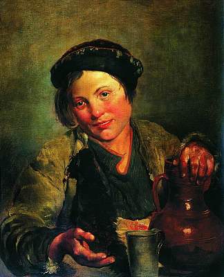 一个卖啤酒的男孩 A boy selling brew (1861; Russian Federation                     )，费拉基米尔·马科夫斯基