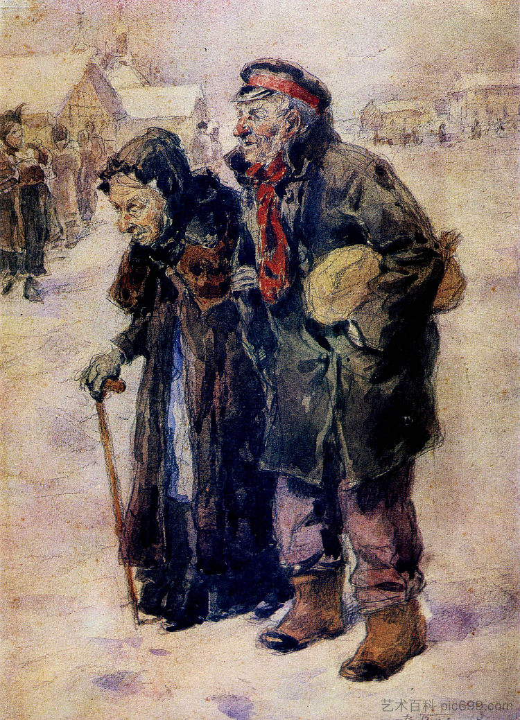 老夫妇 Old couple (1889)，费拉基米尔·马科夫斯基