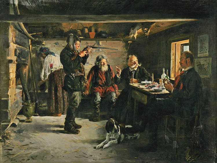 在森林人的小屋里 In the Forester's Hut (1886 - 1887; Russian Federation  )，费拉基米尔·马科夫斯基