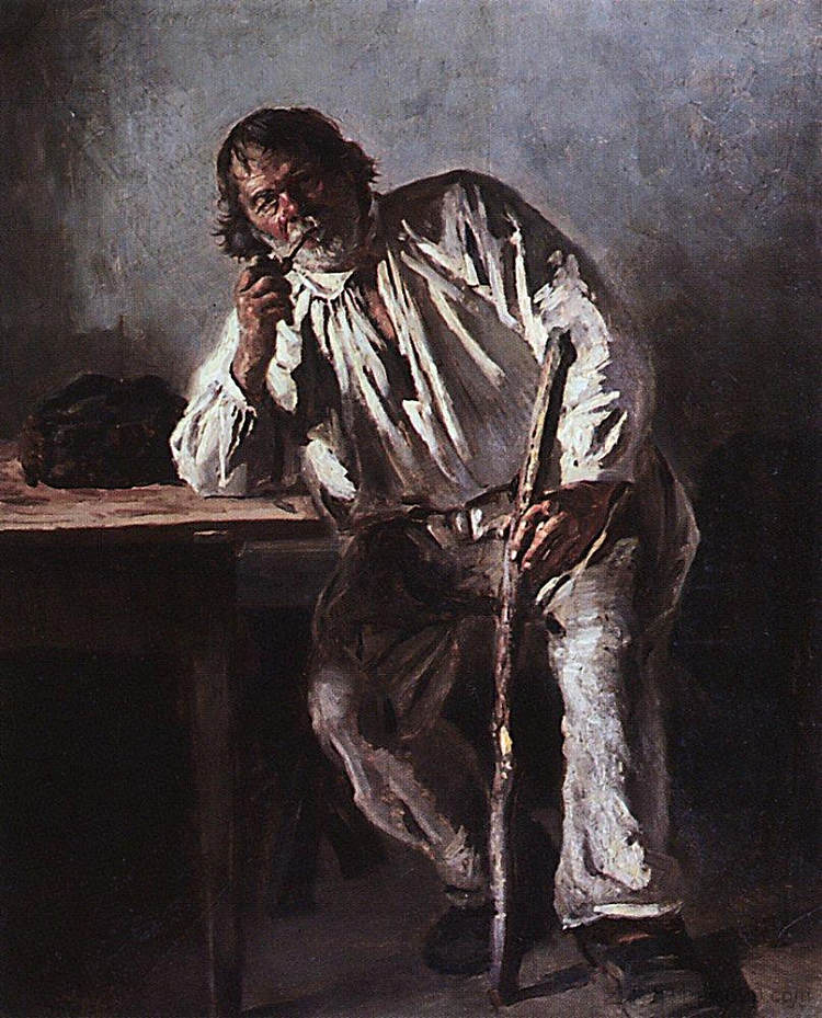 拿着烟斗的老人 Old man with a pipe (1881; Russian Federation  )，费拉基米尔·马科夫斯基