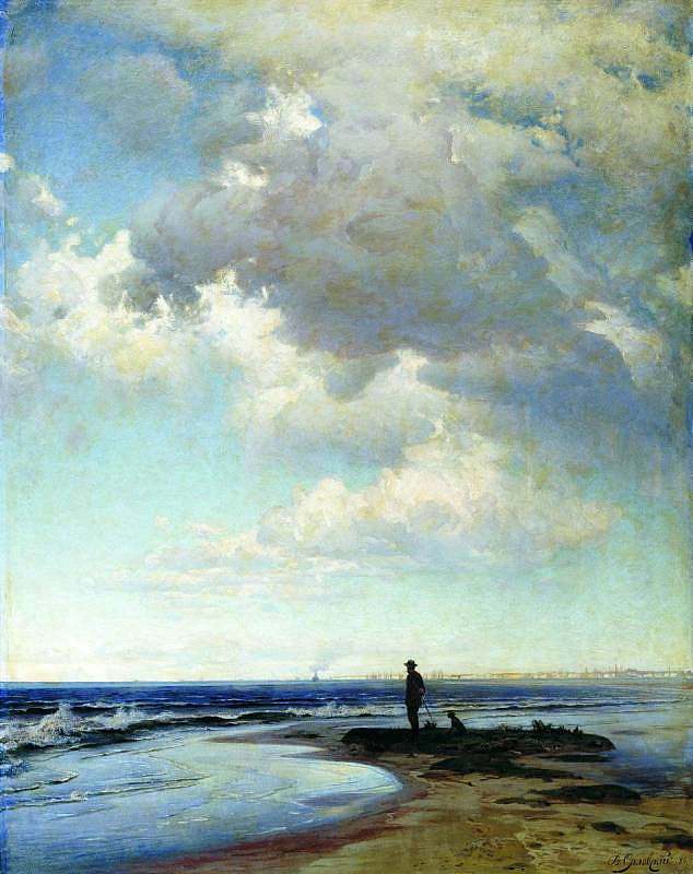 在海边 At the seashore (1884)，弗拉基米尔奥尔洛夫斯基