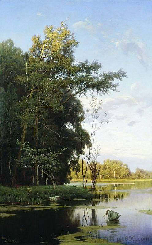 加特契纳公园的湖泊 Lake in Gatchina park (1881),弗拉基米尔奥尔洛夫斯基