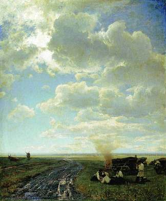 草原休闲 Leisure at the steppe (1884)，弗拉基米尔奥尔洛夫斯基