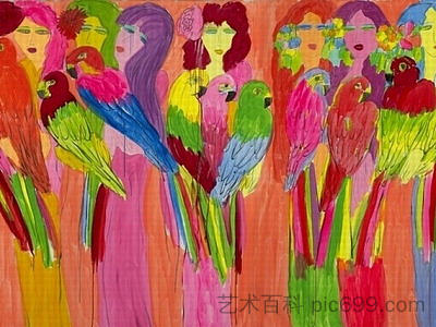 女士与鹦鹉 Ladies with Parrots，丁雄泉