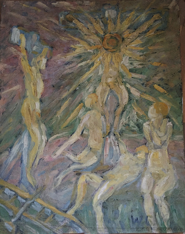 钉十字架（面对太阳的人） Crucifixion (People Facing the Sun) (1917)，沃尔特·格拉马特